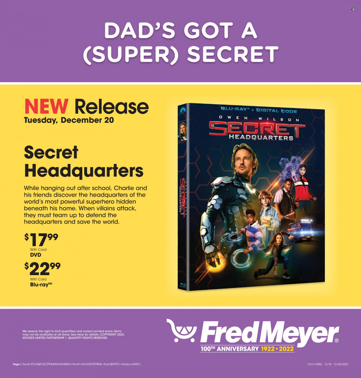 Fred Meyer ad - 12/18/2022 - 12/20/2022. Page 1