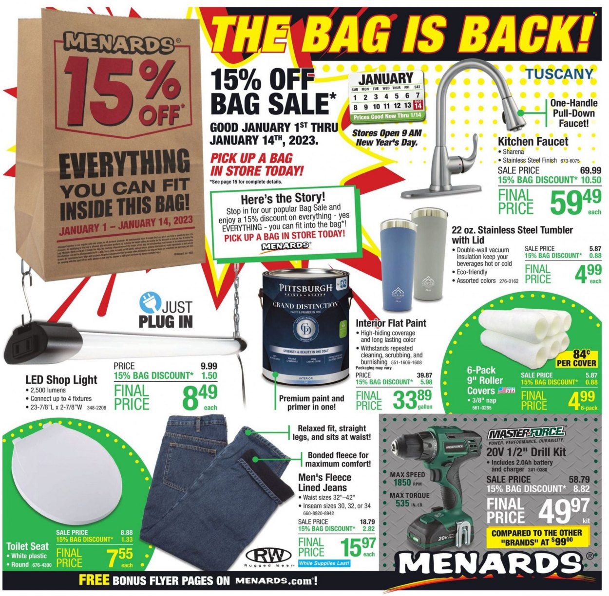 Menards ad - 01/01/2023 - 01/14/2023. Page 1