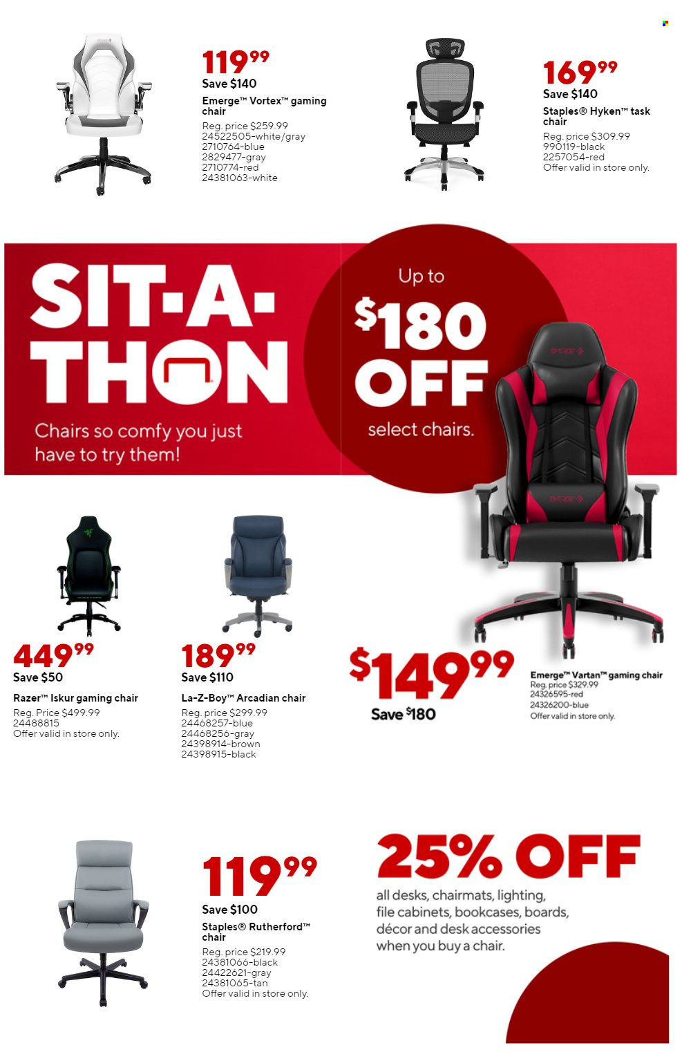 thumbnail - Staples Flyer - 01/29/2023 - 02/04/2023 - Sales products - desk, task chair, chair, lighting. Page 4.