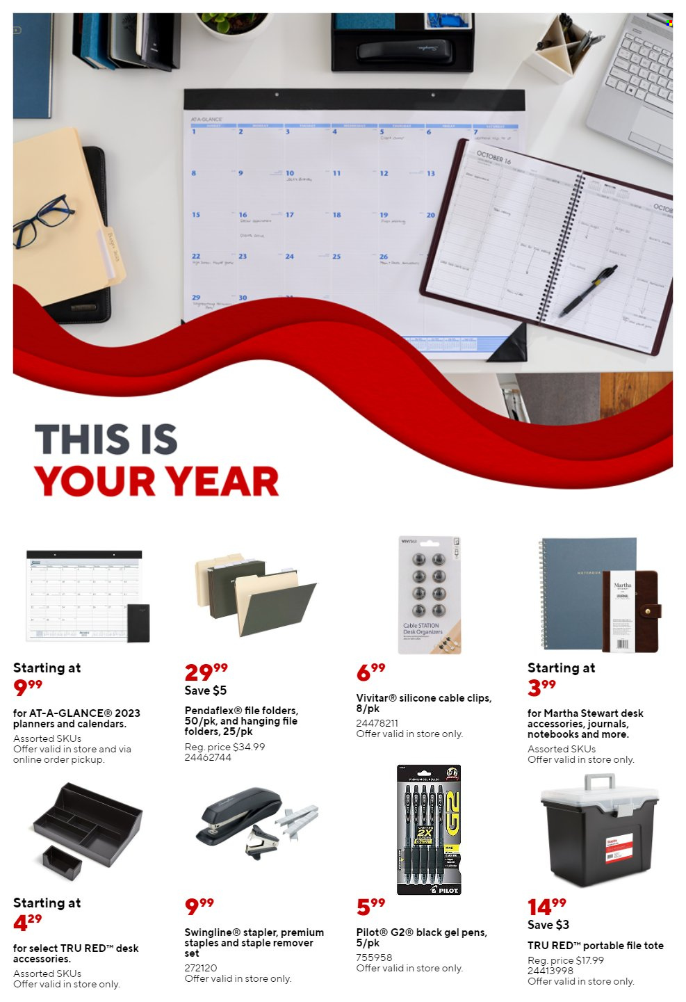 thumbnail - Staples Flyer - 01/29/2023 - 02/04/2023 - Sales products - stapler, folder, Pilot, Vivitar, laptop, desk, tote. Page 13.