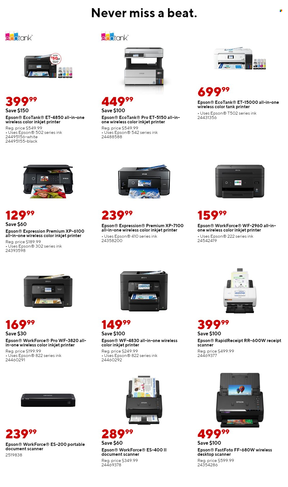 thumbnail - Staples Flyer - 01/29/2023 - 02/04/2023 - Sales products - ink printer, printer, Epson, scanner. Page 15.