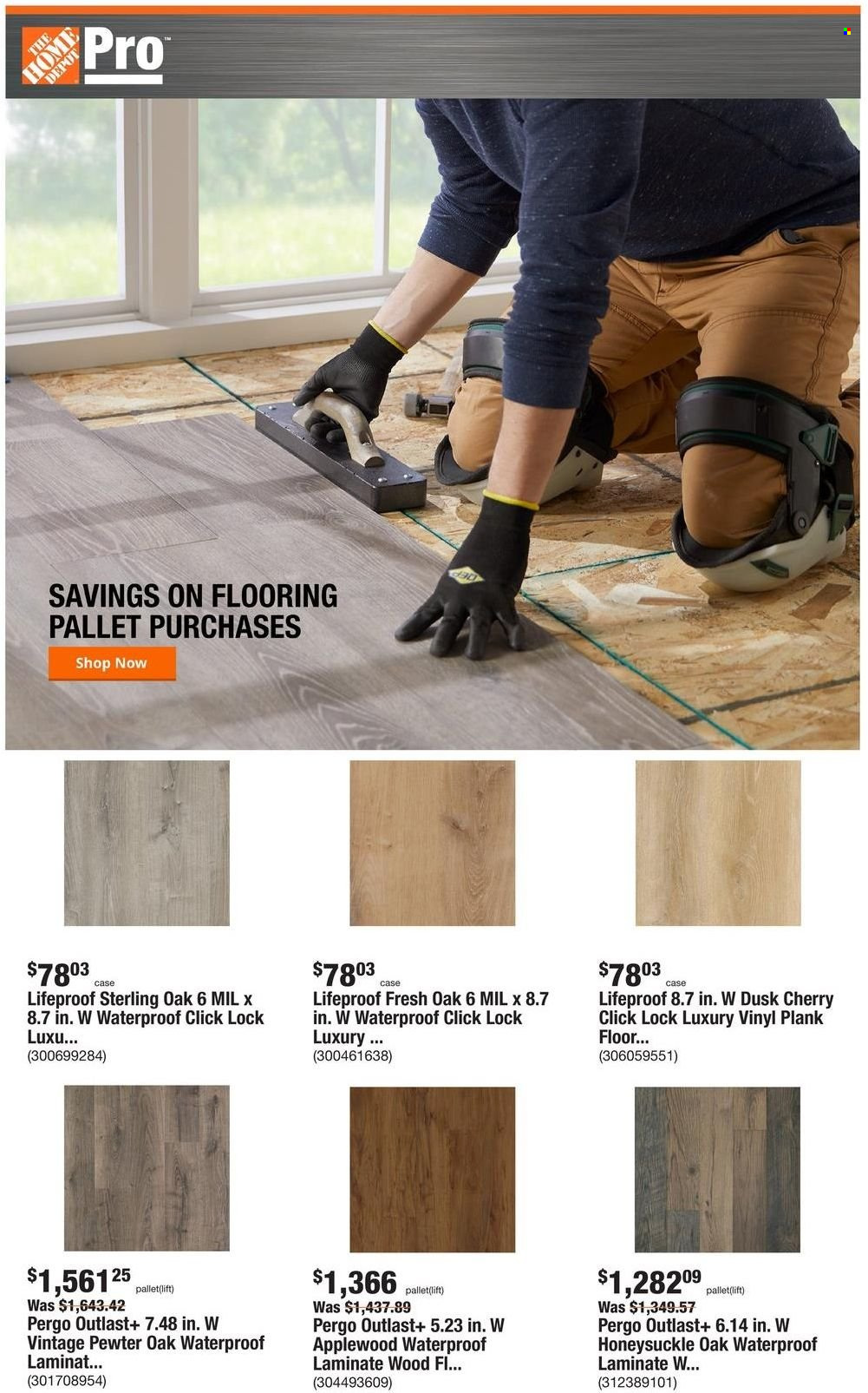 thumbnail - The Home Depot Flyer - 01/30/2023 - 02/06/2023 - Sales products - flooring, vinyl. Page 1.