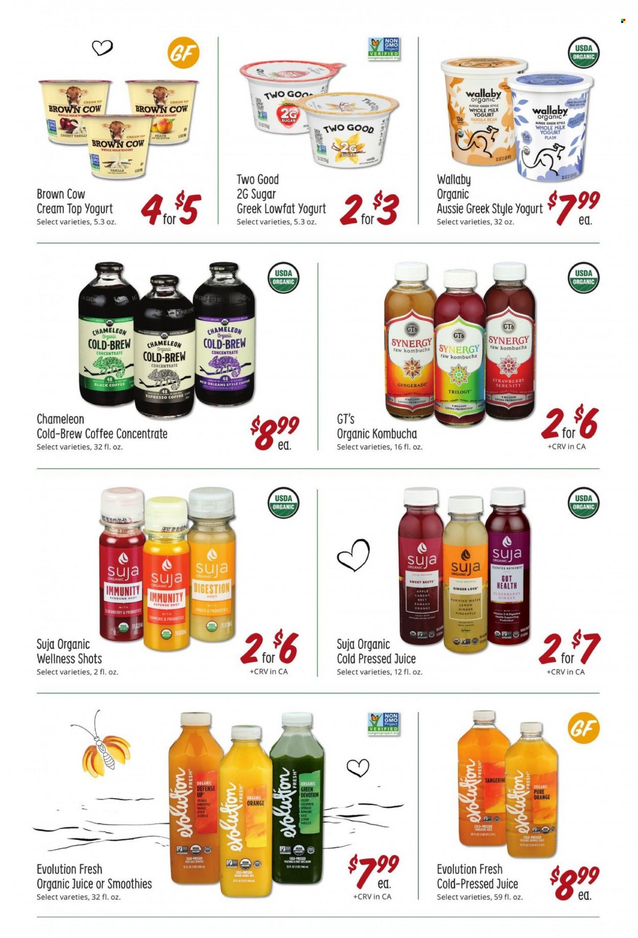 thumbnail - Sprouts Flyer - 02/01/2023 - 02/28/2023 - Sales products - cherries, oranges, yoghurt, milk, juice, purified water, kombucha, coffee, Aussie. Page 21.