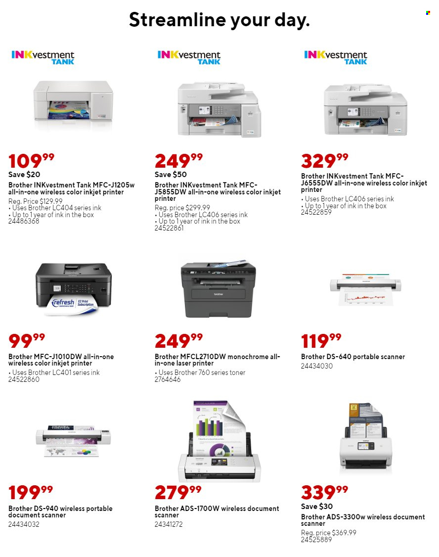 thumbnail - Staples Flyer - 02/05/2023 - 02/11/2023 - Sales products - Brother, laser printer, ink printer, printer, scanner, toner. Page 15.