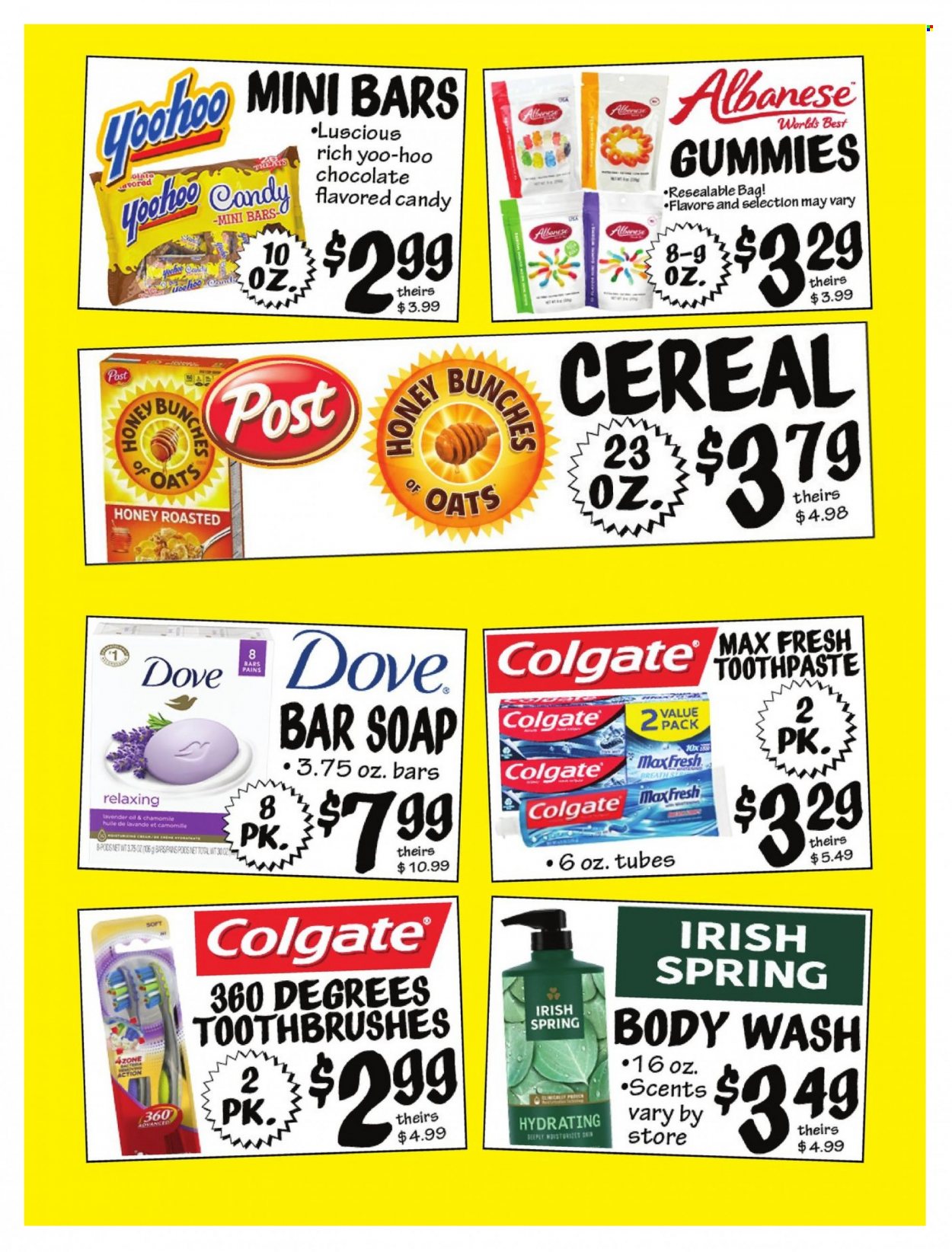 thumbnail - Ollie's Bargain Outlet Flyer - 03/23/2023 - 03/28/2023 - Sales products - Dove, chocolate, body wash, soap bar, soap, Colgate, toothpaste, bag, coat. Page 4.