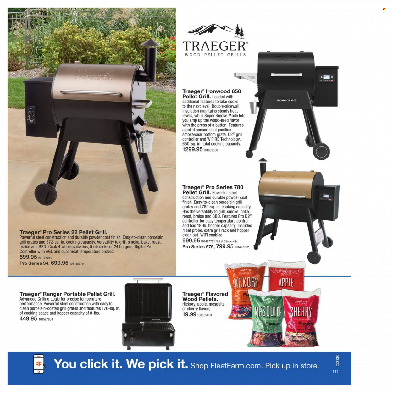 thumbnail - Fleet Farm Flyer - 03/27/2023 - 07/02/2023 - Sales products - sherry, grill, pellet grill. Page 111.