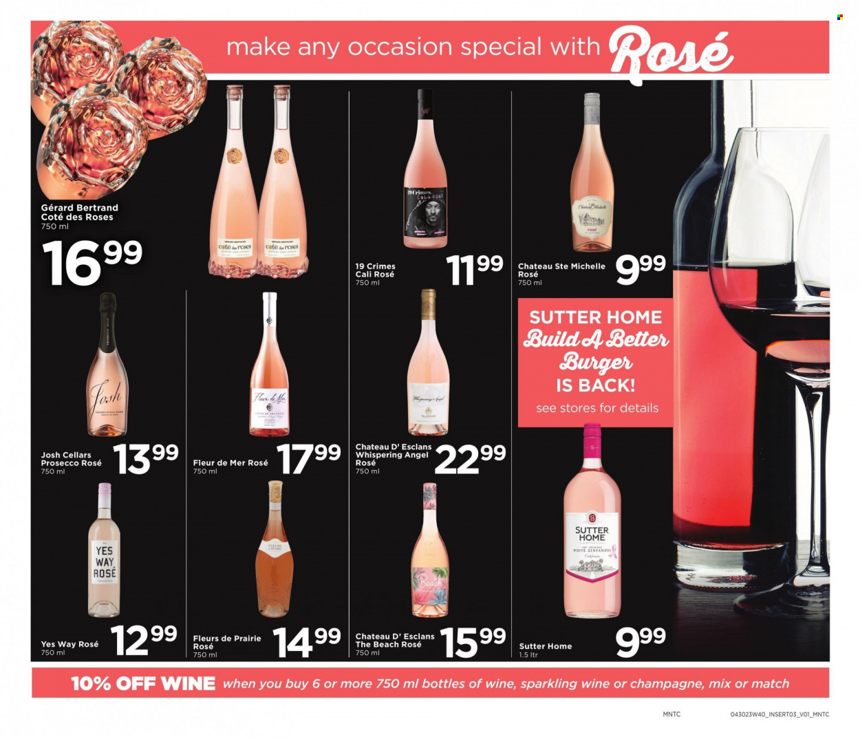 thumbnail - Cub Foods Flyer - 05/07/2023 - 06/03/2023 - Sales products - hamburger, red wine, sparkling wine, champagne, prosecco, wine, alcohol. Page 4.