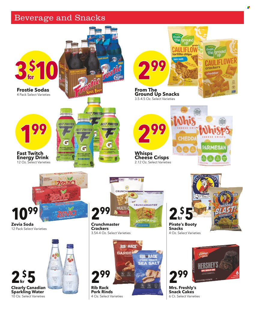 thumbnail - Cash Wise Flyer - 05/07/2023 - 06/03/2023 - Sales products - cake, avocado, parmesan, cheese, Hershey's, crackers, tortilla chips, chips, cane sugar, sugar, olive oil, oil, energy drink, soda, sparkling water, water, alcohol, beer. Page 2.