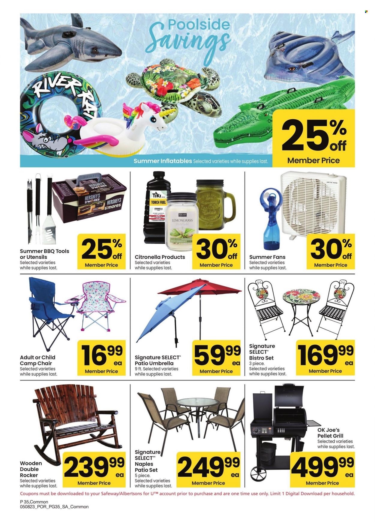 thumbnail - Safeway Flyer - 05/08/2023 - 06/04/2023 - Sales products - Hershey's, utensils, grill, pellet grill. Page 35.
