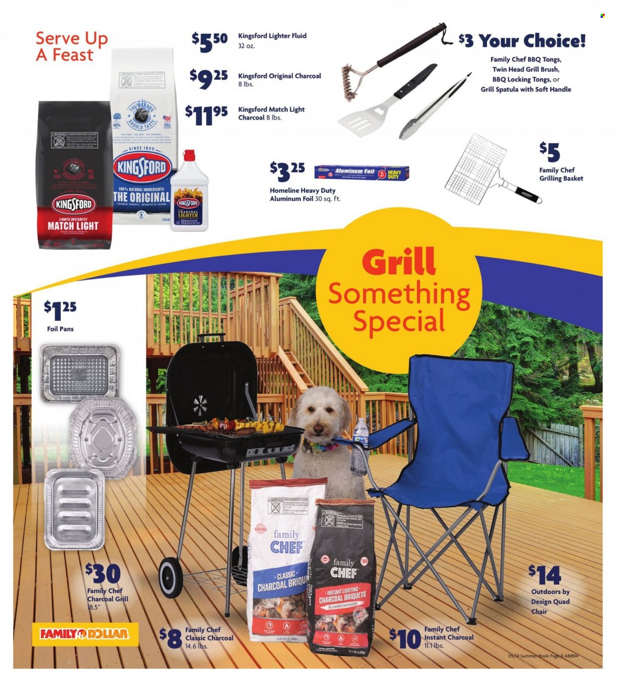 thumbnail - Family Dollar Flyer - 05/14/2023 - 07/08/2023 - Sales products - Kingsford, brush, basket, spatula, aluminium foil, grill, briquettes, grill accessories. Page 8.