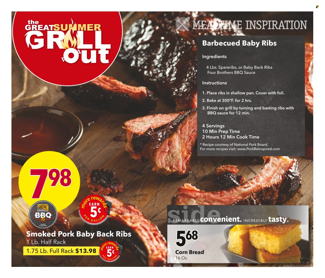 thumbnail - Cash Wise Flyer - 05/17/2023 - 05/30/2023 - Sales products - corn bread, Four Brothers, BBQ sauce, ribs, pork meat, pork ribs, pork spare ribs, pork back ribs. Page 2.