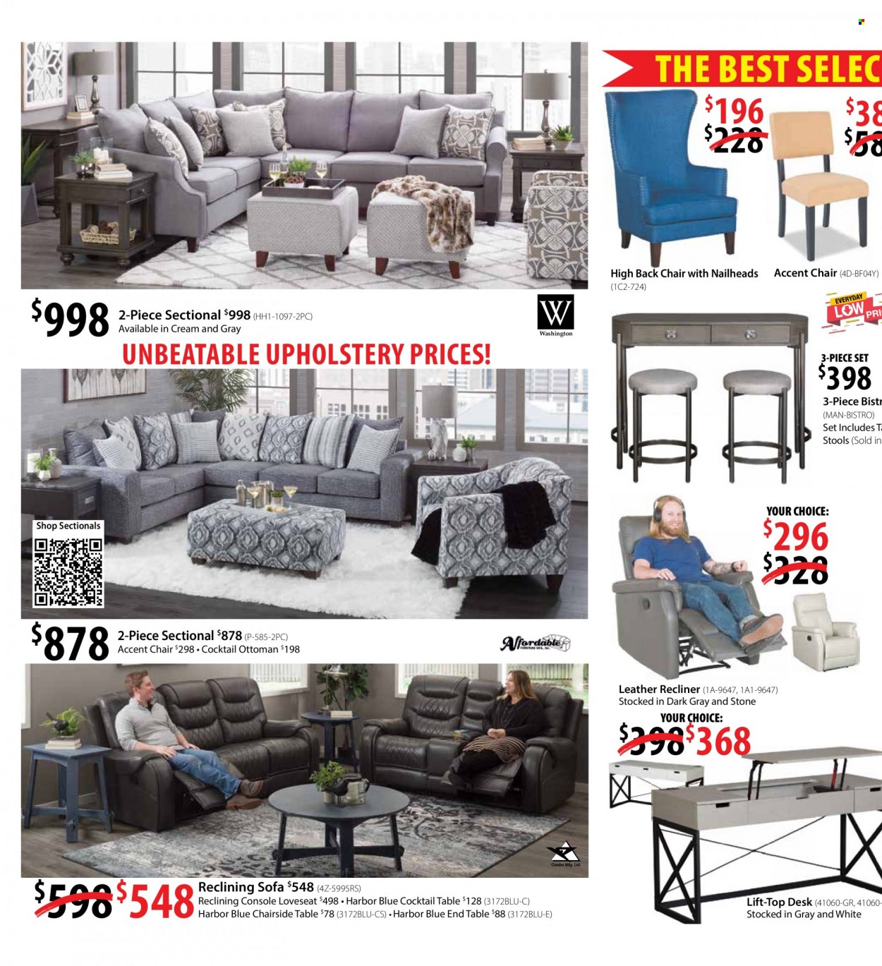 thumbnail - American Furniture Warehouse Flyer - 05/23/2023 - 06/06/2023 - Sales products - chair, 2-piece sectional, accent chair, loveseat, sofa, recliner chair, end table, ottoman, desk. Page 2.
