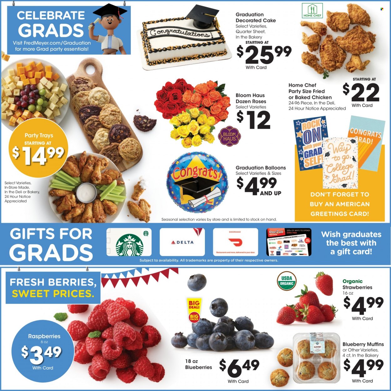 thumbnail - Fred Meyer Flyer - 05/24/2023 - 05/30/2023 - Sales products - bread, pie, burger buns, cream pie, fruit pie, beans, fruit cup, macaroni & cheese, hot dog, pasta, fried chicken, Barilla, Marie Callender's, Kraft®, ready meal, cream cheese, shredded cheese, Philadelphia, Reese's, Hershey's, cookies, graham crackers, marshmallows, milk chocolate, wafers, chocolate, crackers, Nabisco, popcorn, baked beans, Honey Maid, salad dressing, dressing, cranberry juice, juice, Body Armor, ice tea, Gold Peak Tea, flavored water, sparkling water, White Claw, TRULY, beer, whole chicken, chicken breasts, beef meat, steak, Jet, plate, pan, cup, paper plate, paper bowl, Squishmallows, swing set, Twisted Tea. Page 5.