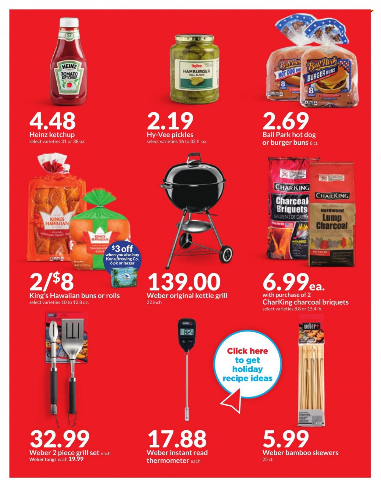 thumbnail - Hy-Vee Flyer - 05/24/2023 - 05/30/2023 - Sales products - buns, burger buns, hot dog, Heinz, pickles, dill, ketchup, thermometer, kettle. Page 6.