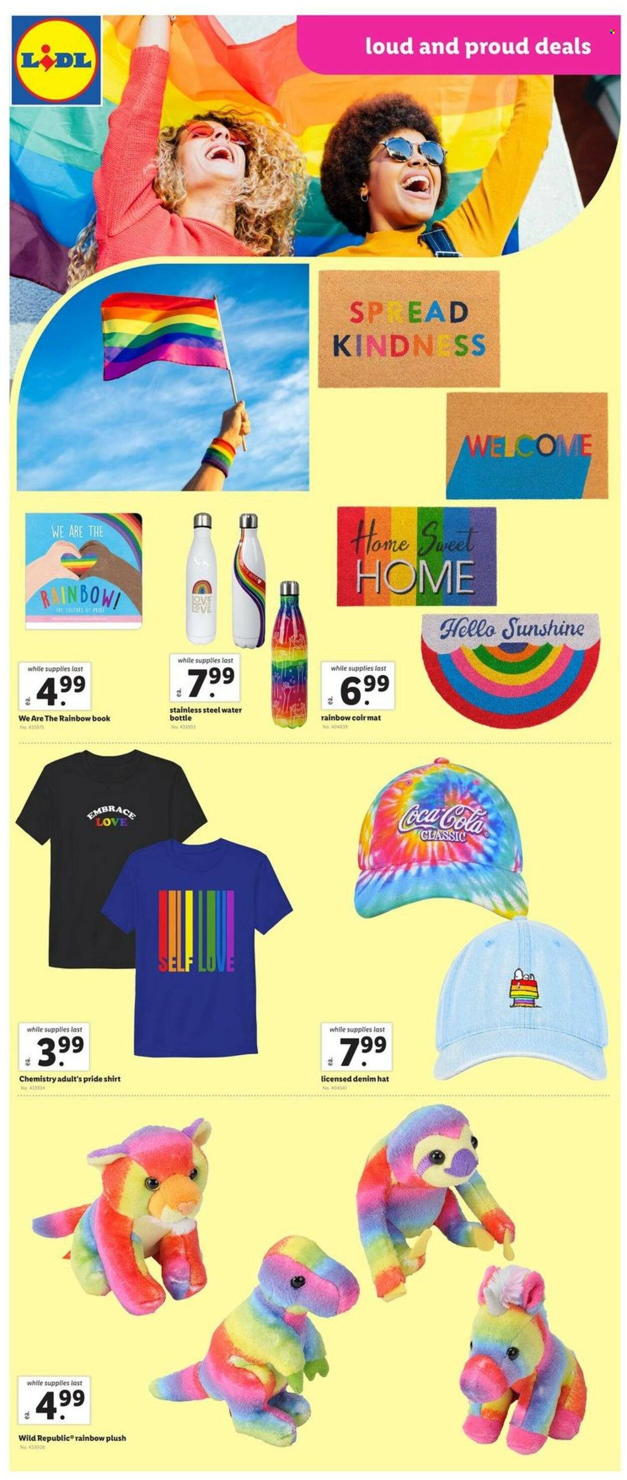 thumbnail - Lidl Flyer - 05/31/2023 - 06/06/2023 - Sales products - Coca-Cola, soft drink, drink bottle, book, shirt, hat. Page 5.