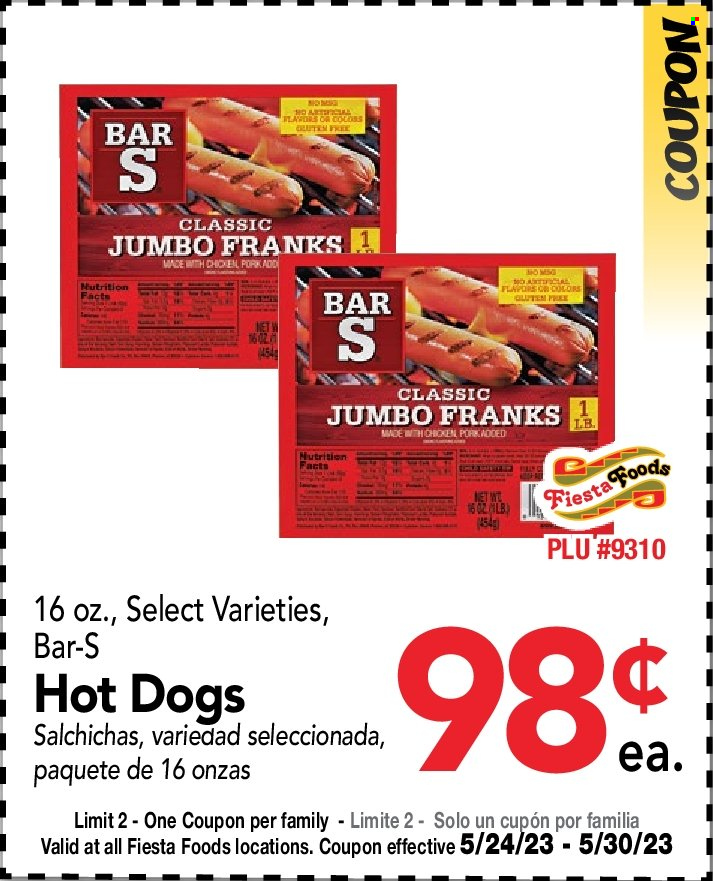 thumbnail - Fiesta Foods SuperMarkets Flyer - 05/24/2023 - 05/30/2023 - Sales products - hot dog, frankfurters. Page 4.