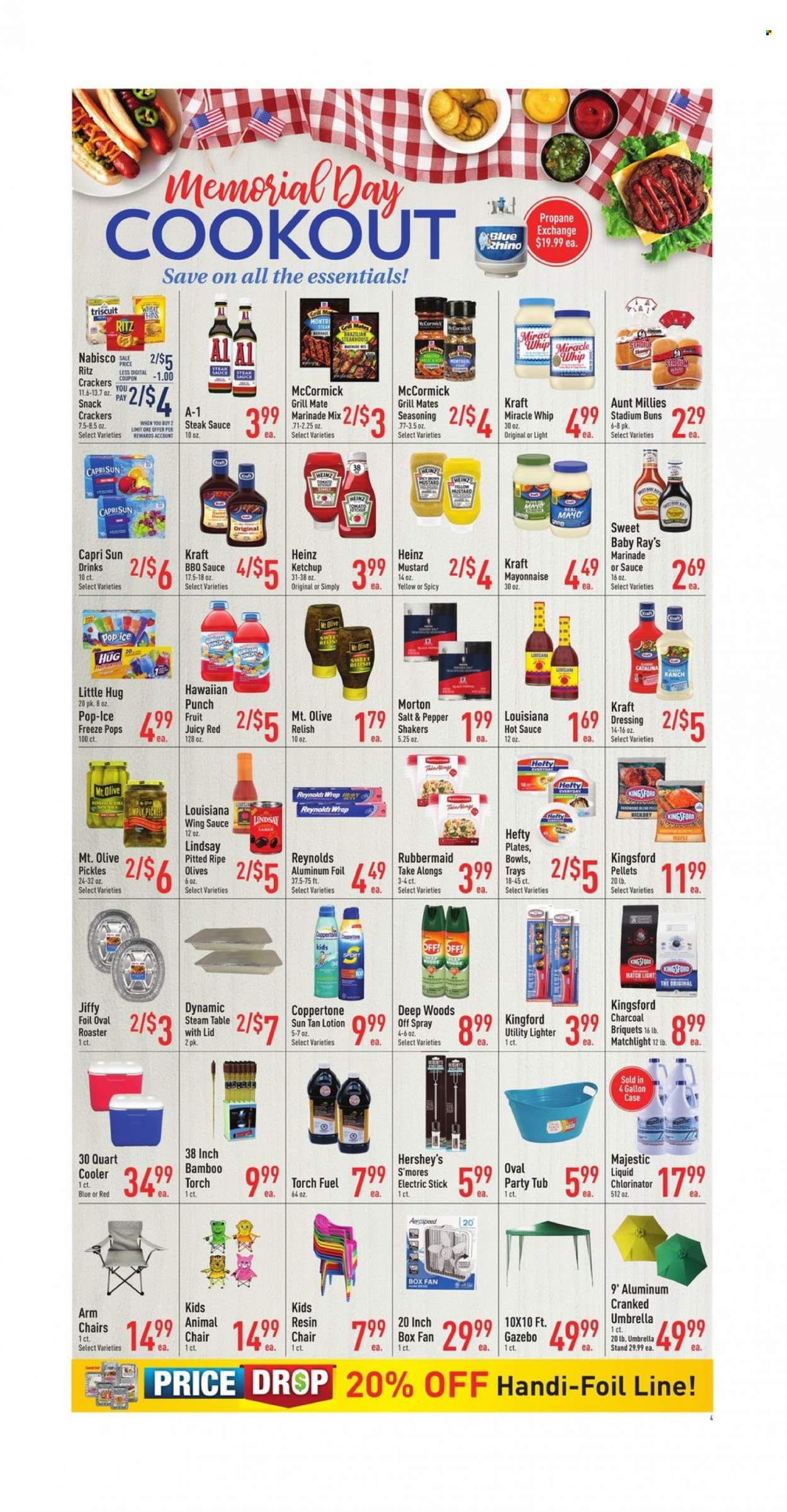 thumbnail - Strack & Van Til Flyer - 05/24/2023 - 05/30/2023 - Sales products - buns, garlic, sauce, Kraft®, Kingsford, snack, mayonnaise, Miracle Whip, Hershey's, crackers, RITZ, Nabisco, Thins, Heinz, pickles, olives, spice, BBQ sauce, mustard, steak sauce, hot sauce, ketchup, dressing, marinade, wing sauce, Capri Sun, steak, body lotion. Page 4.
