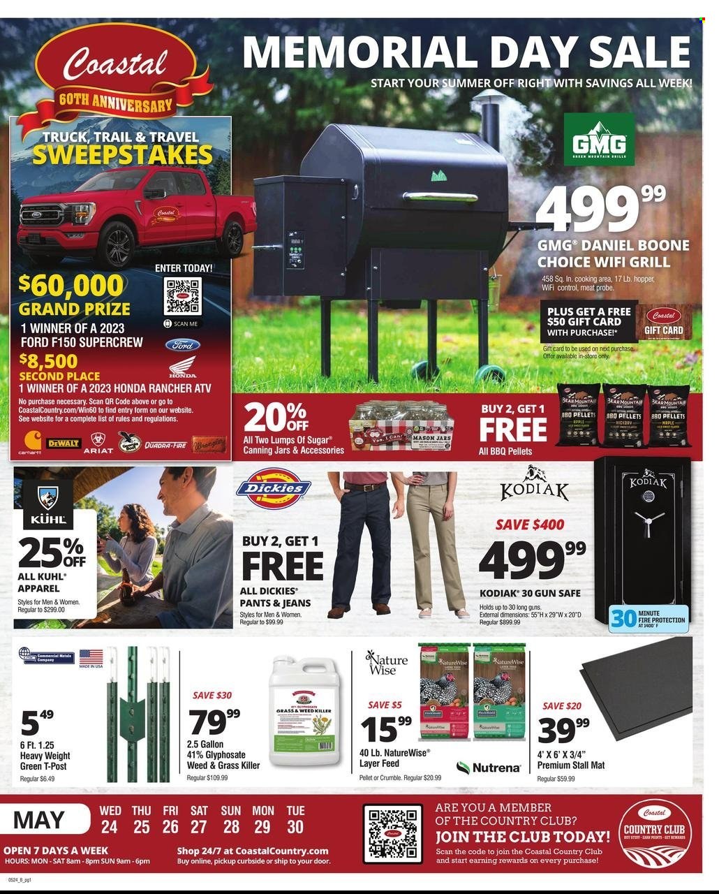 thumbnail - Coastal Farm & Ranch Flyer - 05/24/2023 - 05/30/2023 - Sales products - DeWALT, gallon, safe, pot, jeans, pants, pellet gun, Dickies, gun safe, grill. Page 1.
