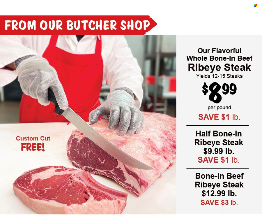 thumbnail - Stew Leonard's Flyer - 05/31/2023 - 06/06/2023 - Sales products - beef meat, beef steak, steak, bone-in ribeye, ribeye steak. Page 1.
