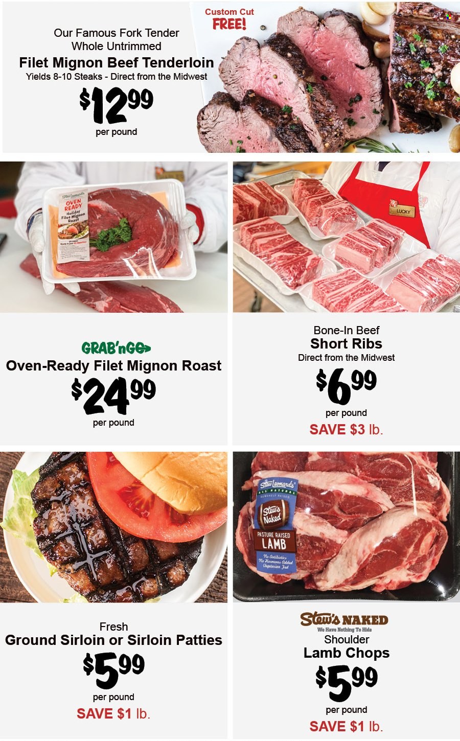 thumbnail - Stew Leonard's Flyer - 05/31/2023 - 06/06/2023 - Sales products - beef meat, beef ribs, steak, beef tenderloin, ribs, roast, lamb chops, lamb meat. Page 2.
