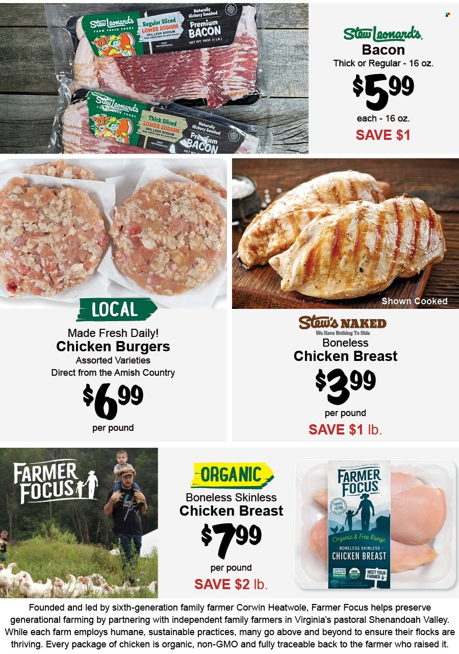 thumbnail - Stew Leonard's Flyer - 05/31/2023 - 06/06/2023 - Sales products - chicken breasts, hamburger, bacon. Page 3.