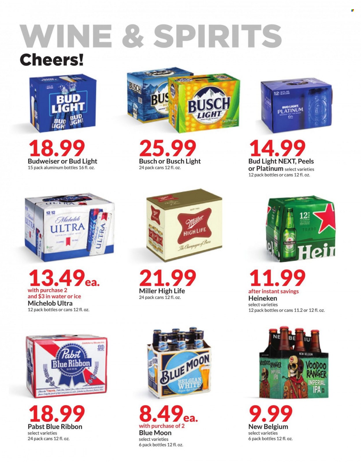 thumbnail - Hy-Vee Flyer - 05/31/2023 - 06/06/2023 - Sales products - water, wine, alcohol, beer, Busch, Bud Light, Heineken, Miller, IPA, Pabst Blue Ribbon, Pabst, Budweiser, Blue Moon, Michelob. Page 49.