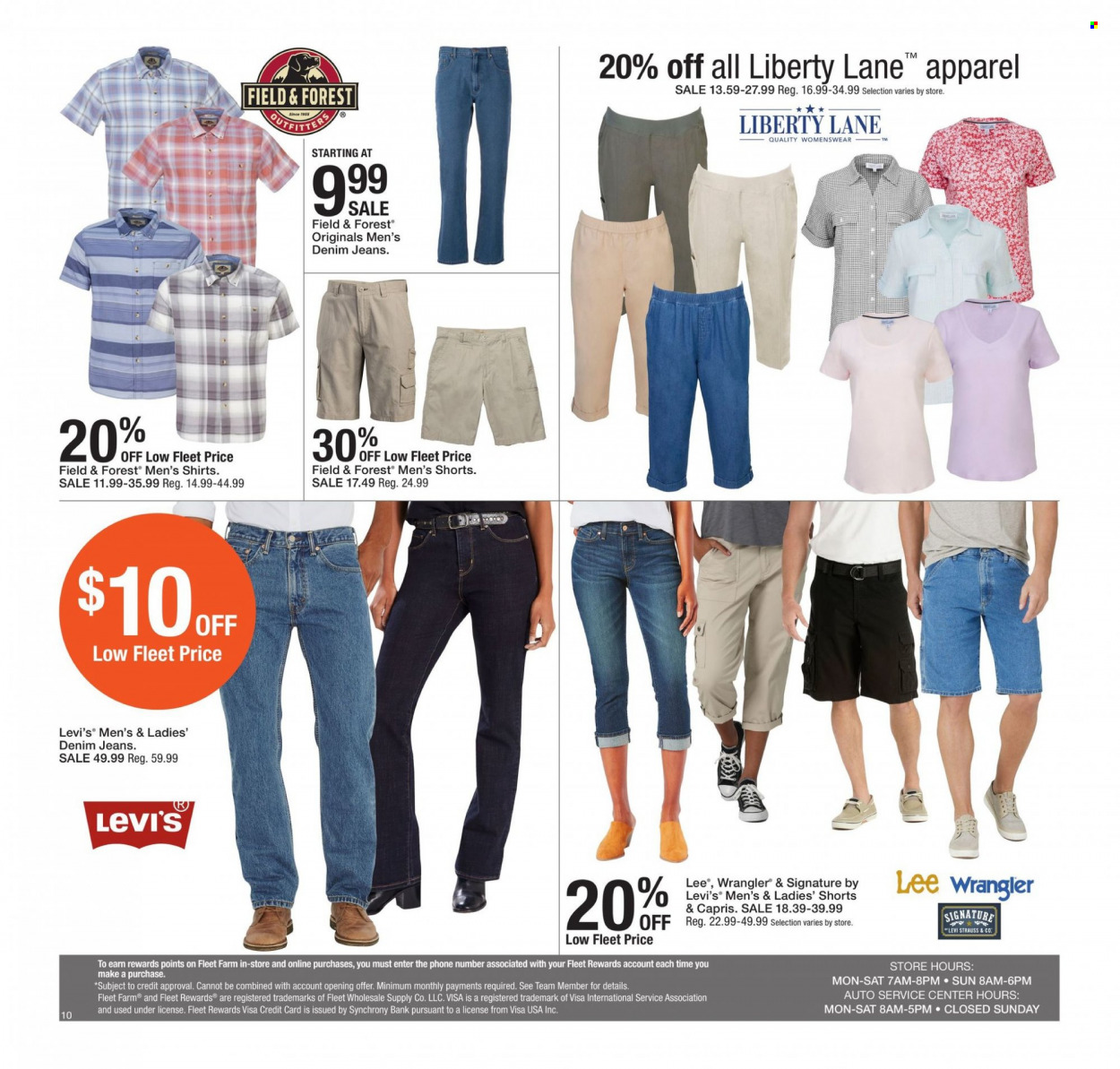 thumbnail - Fleet Farm Flyer - 06/02/2023 - 06/10/2023 - Sales products - Koo, Lee, Levi's, shorts, jeans, Denim, shirt. Page 10.