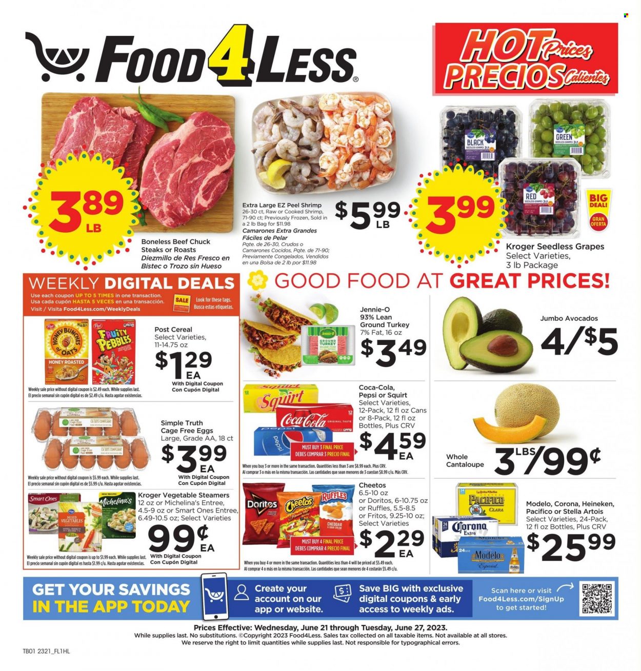 Food 4 Less ad - 06/21/2023 - 06/27/2023. Page 1