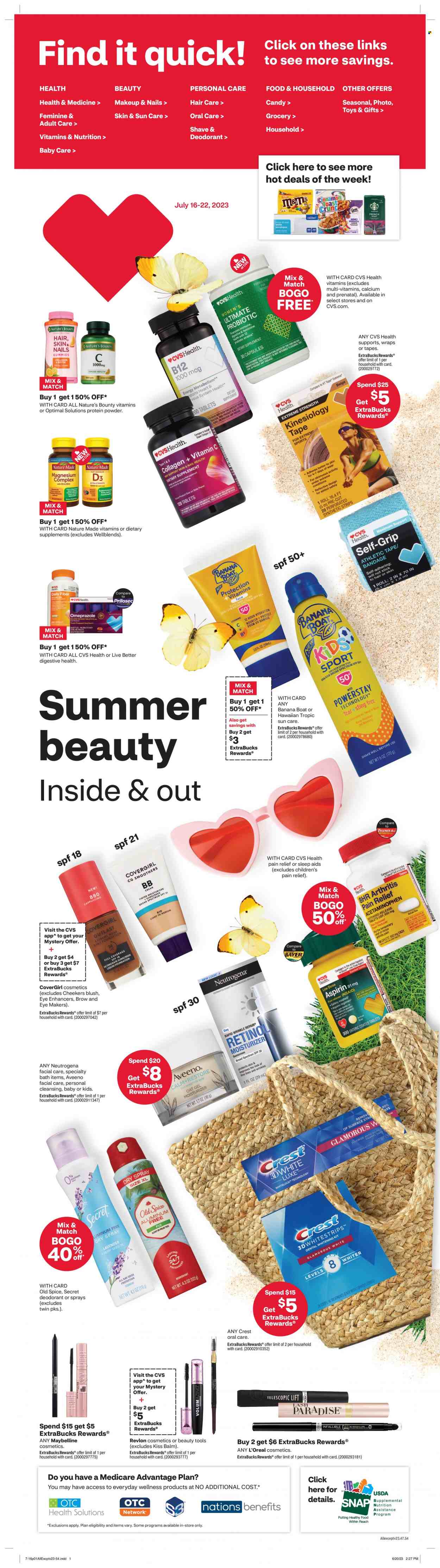 CVS Pharmacy ad - 07/16/2023 - 07/22/2023. Page 1