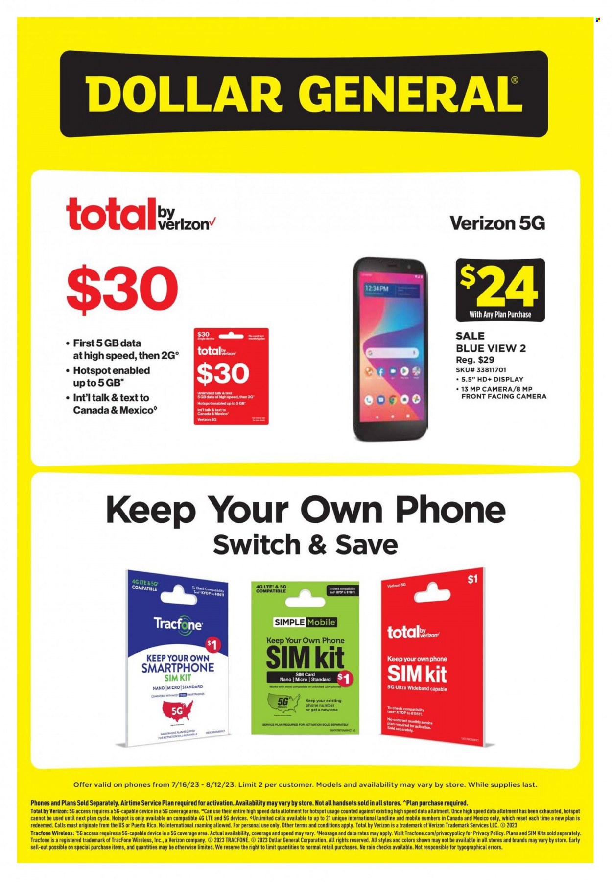 Dollar General ad - 07/16/2023 - 08/12/2023. Page 1