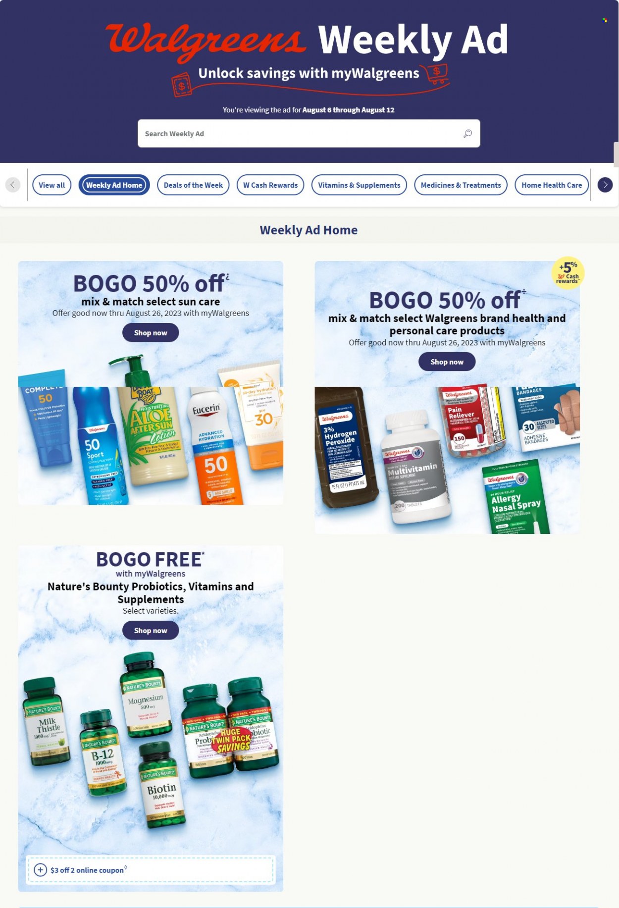 Walgreens ad - 08/06/2023 - 08/12/2023. Page 1