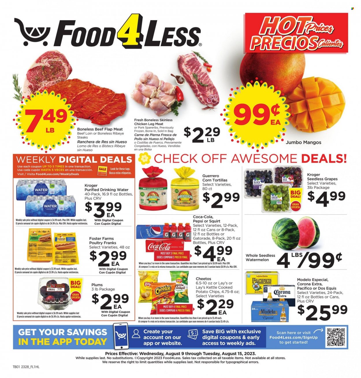Food 4 Less ad - 08/09/2023 - 08/15/2023. Page 1