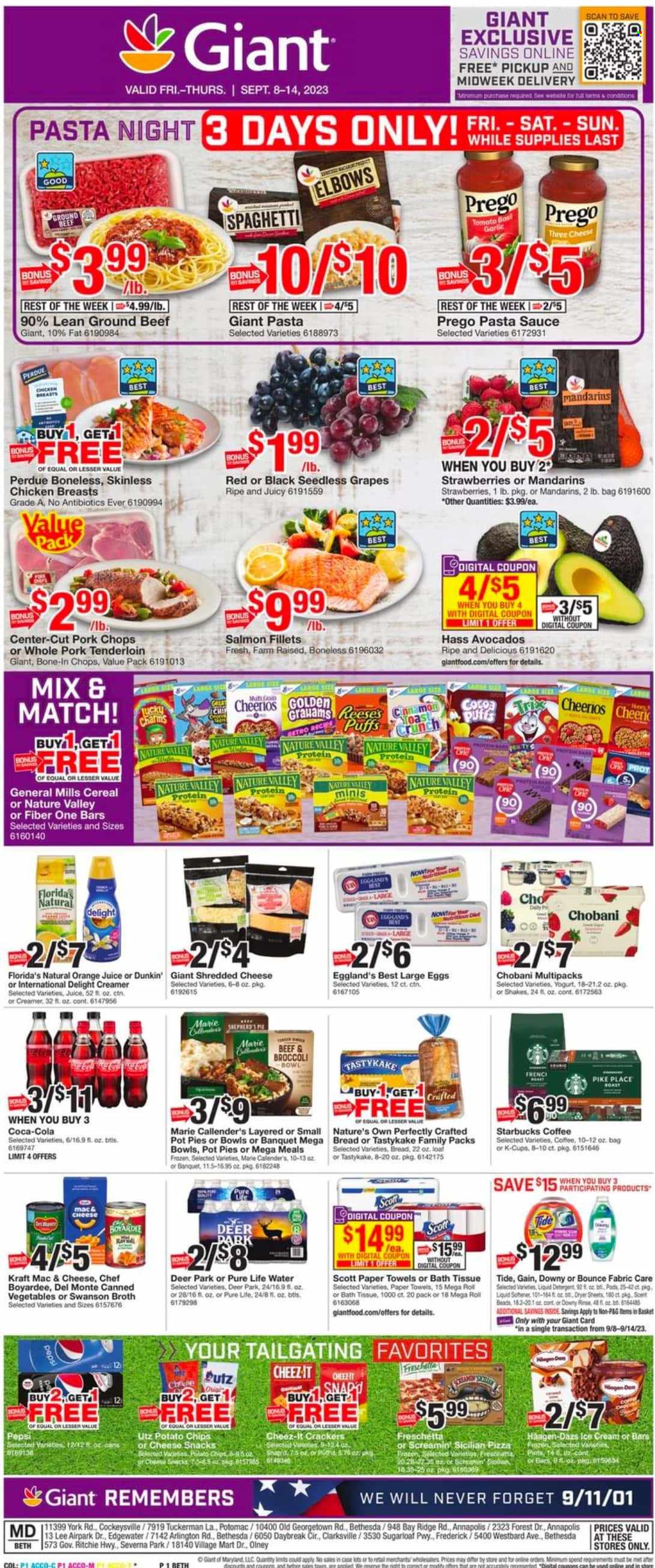 Giant Food ad - 09/08/2023 - 09/14/2023. Page 1