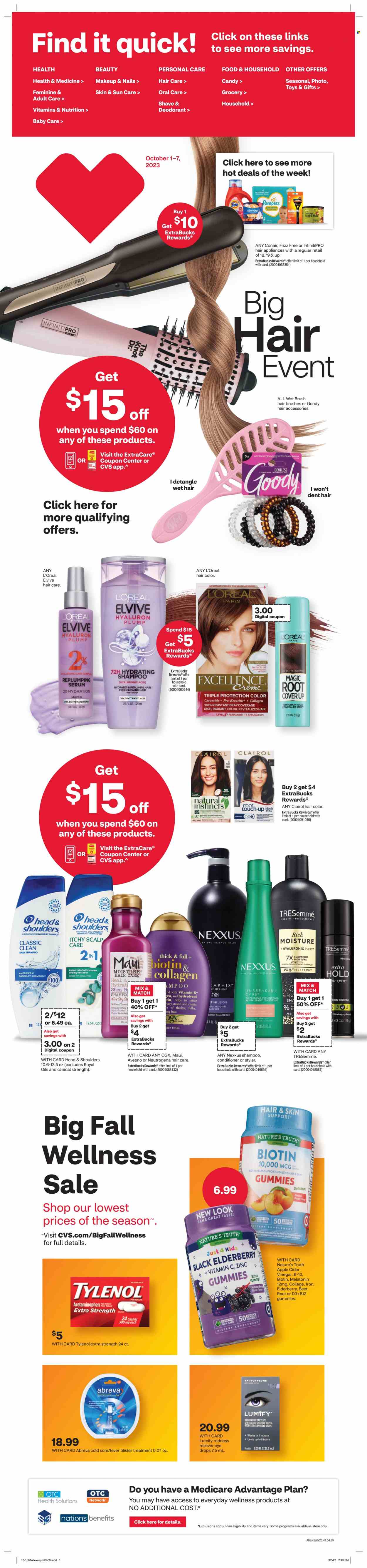 CVS Pharmacy ad - 10/01/2023 - 10/07/2023. Page 1