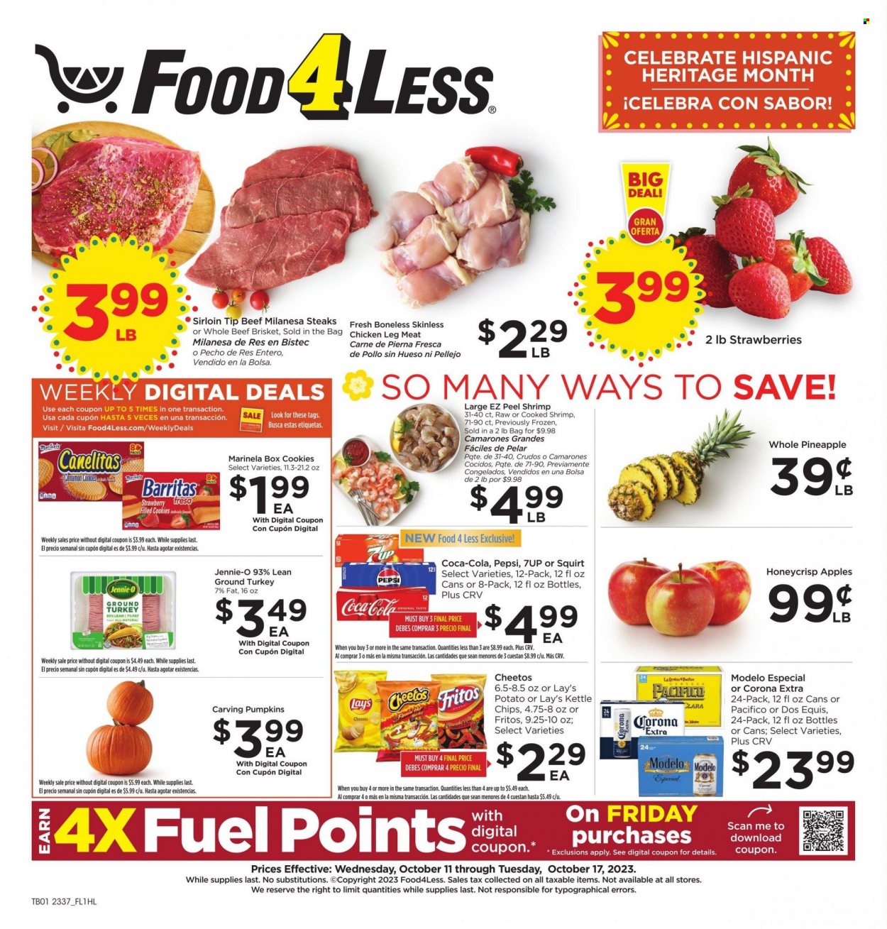 Food 4 Less ad - 10/11/2023 - 10/17/2023. Page 1