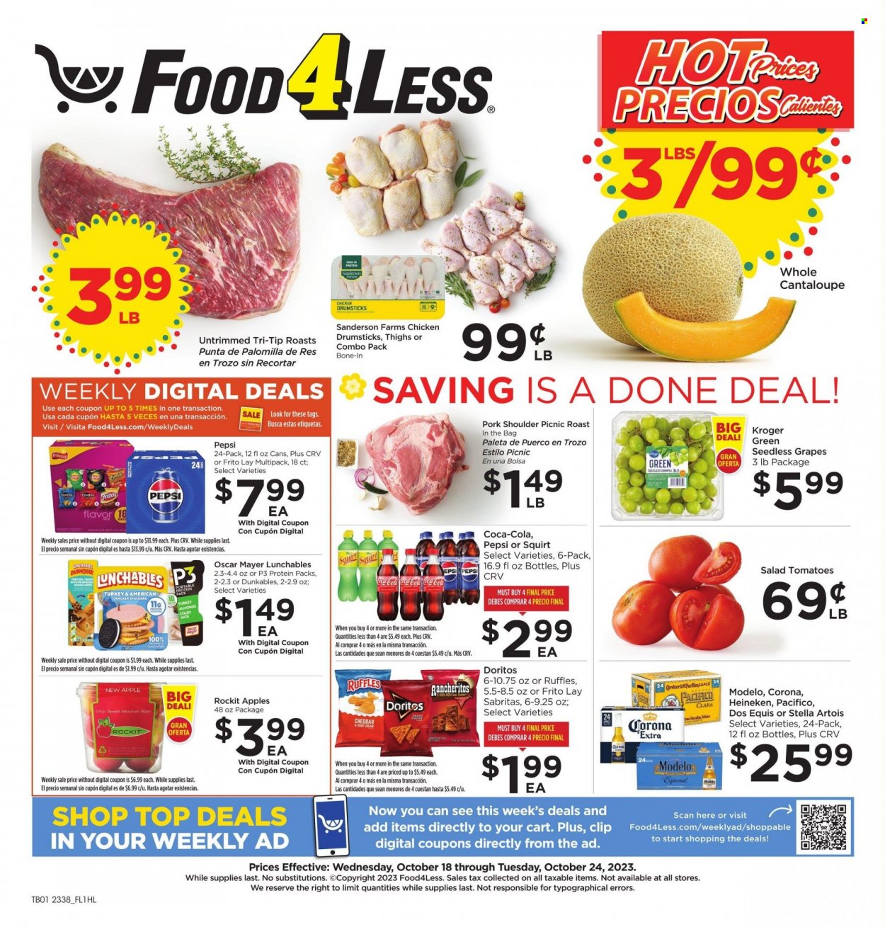 Food 4 Less ad - 10/18/2023 - 10/24/2023. Page 1