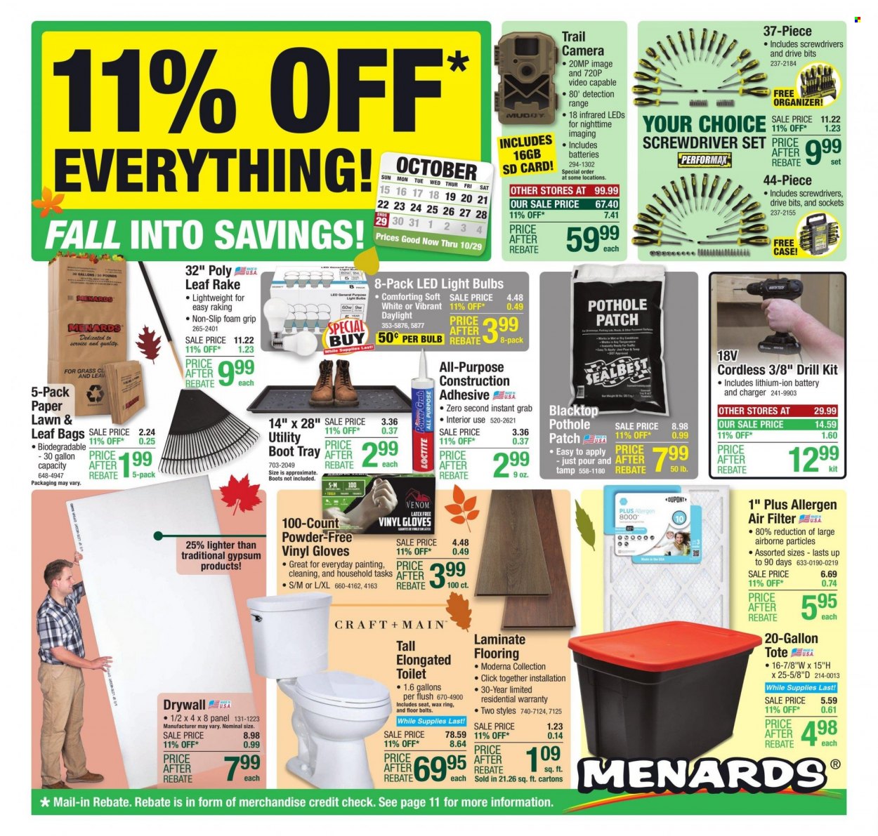 Menards ad - 10/19/2023 - 10/29/2023. Page 1