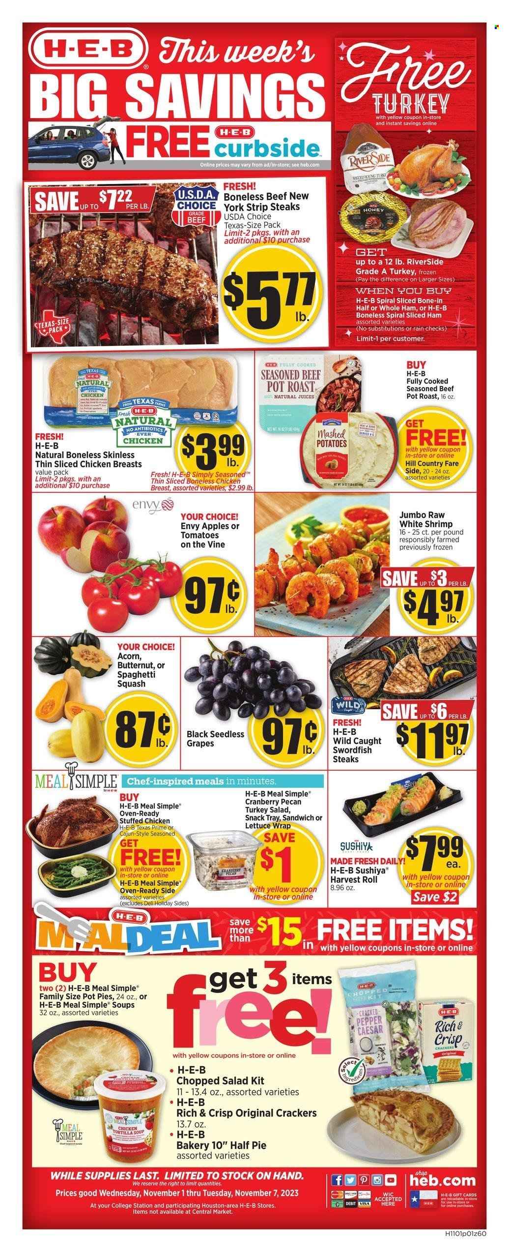 H-E-B ad - 11/01/2023 - 11/07/2023. Page 1