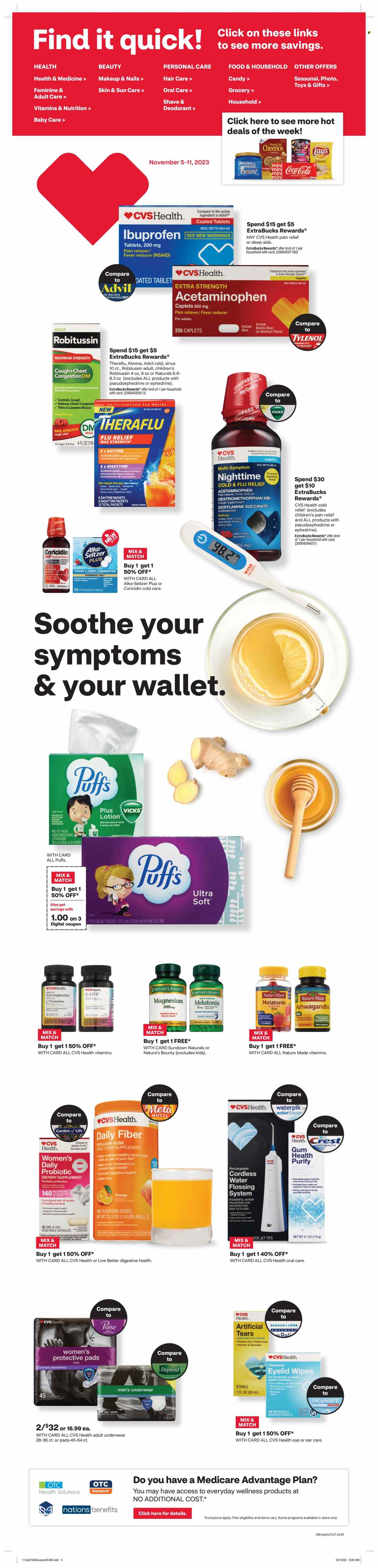 CVS Pharmacy ad - 11/05/2023 - 11/11/2023. Page 1