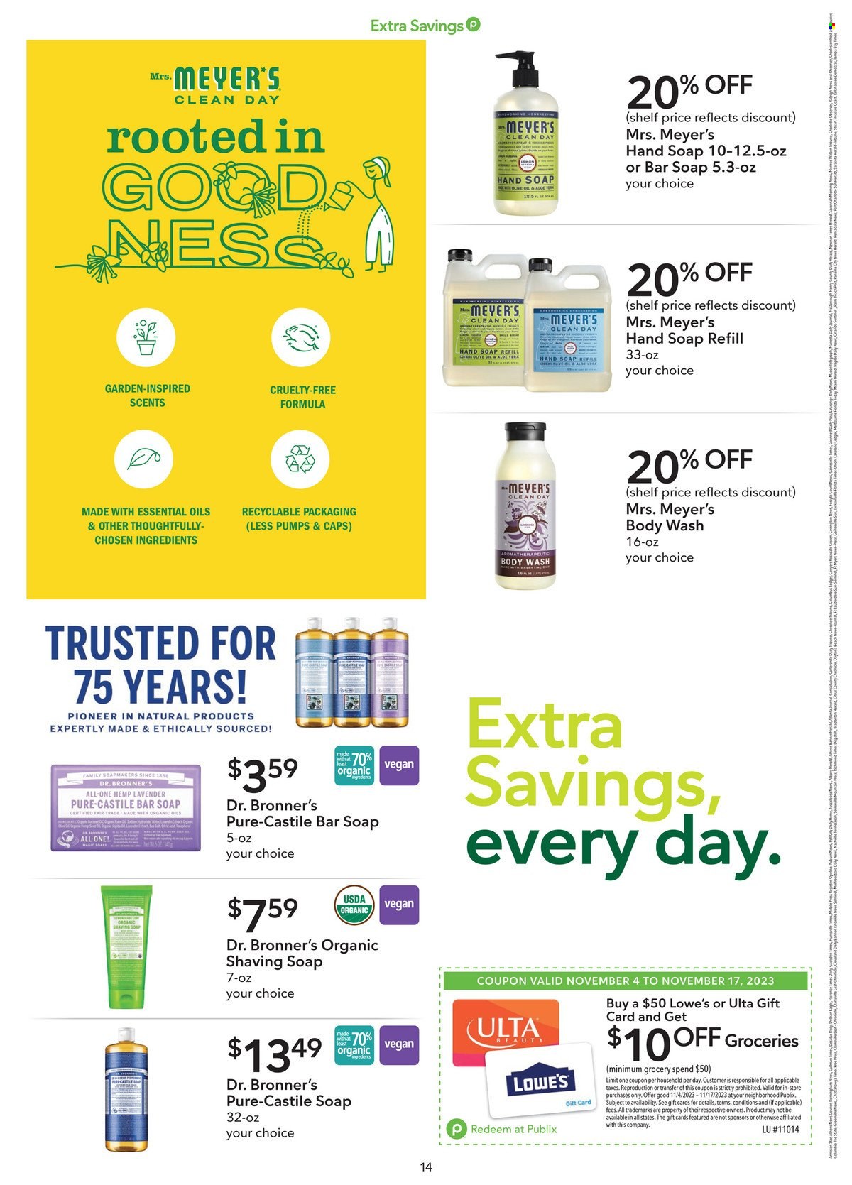 Publix ad - 11/04/2023 - 11/17/2023. Page 14