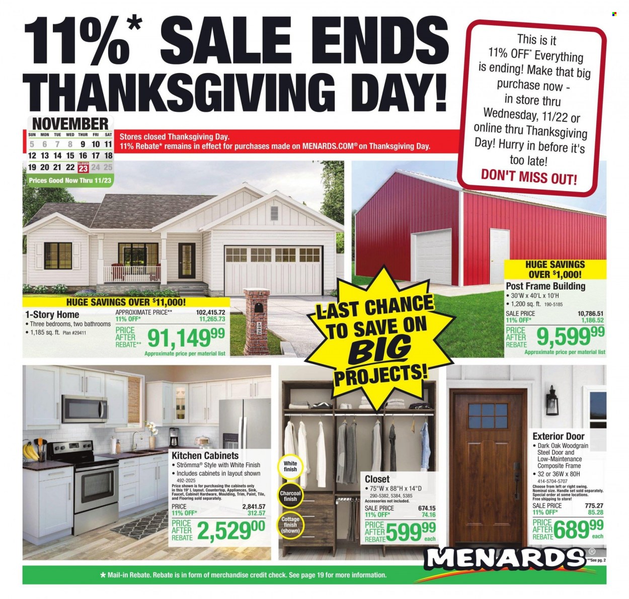 Menards ad - 11/09/2023 - 11/23/2023. Page 1
