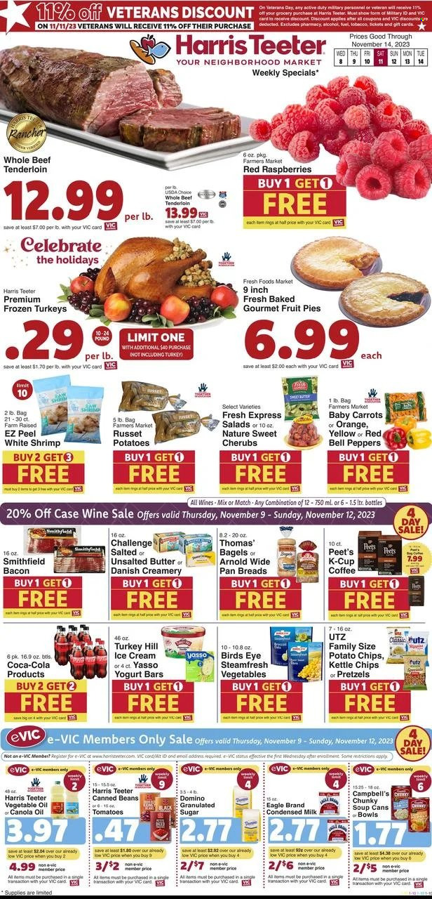Harris Teeter ad - 11/08/2023 - 11/14/2023. Page 1