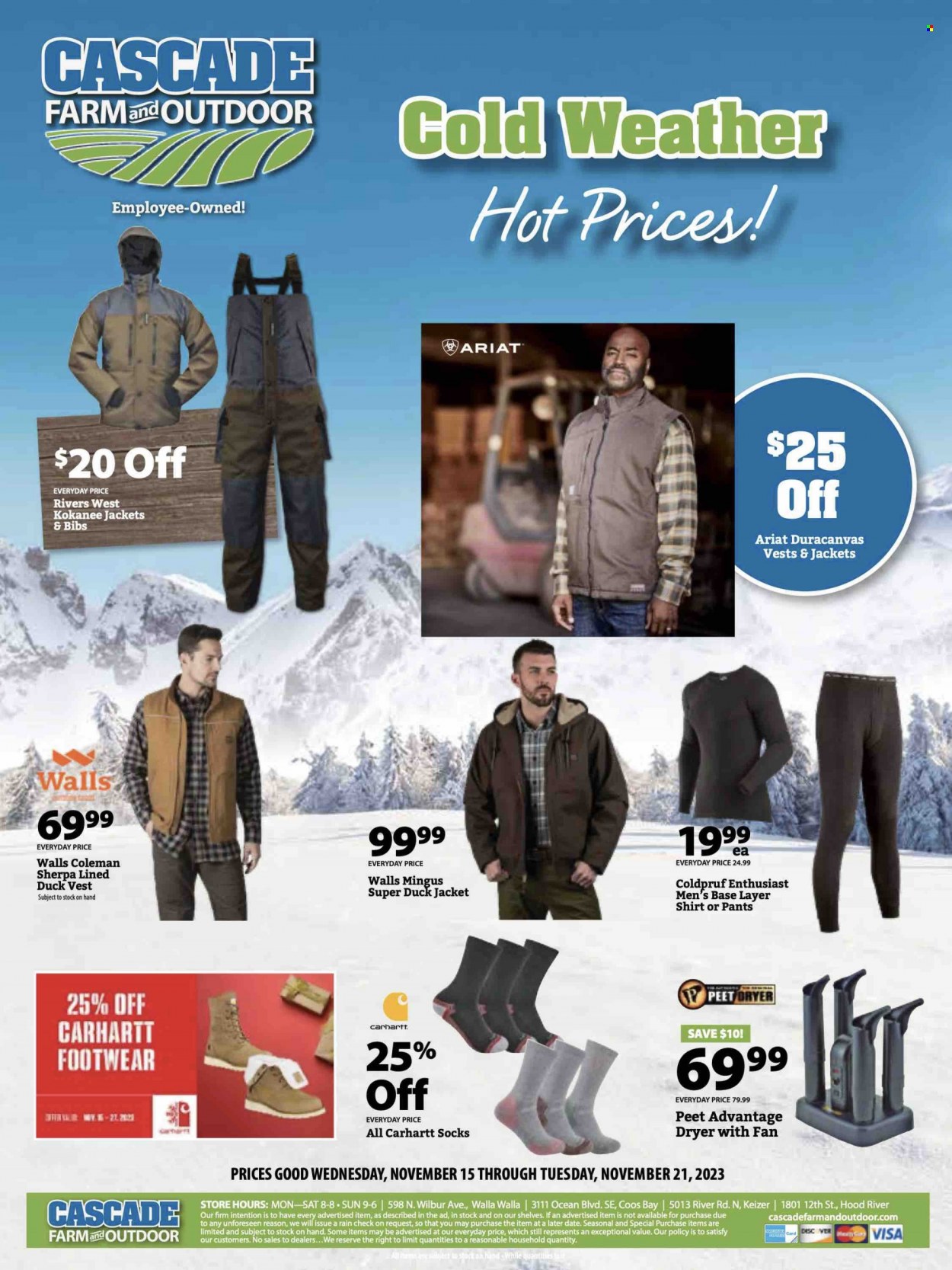 CASCADE FARM AND OUTDOOR ad • from Wed, November 15, 2023 - page 1