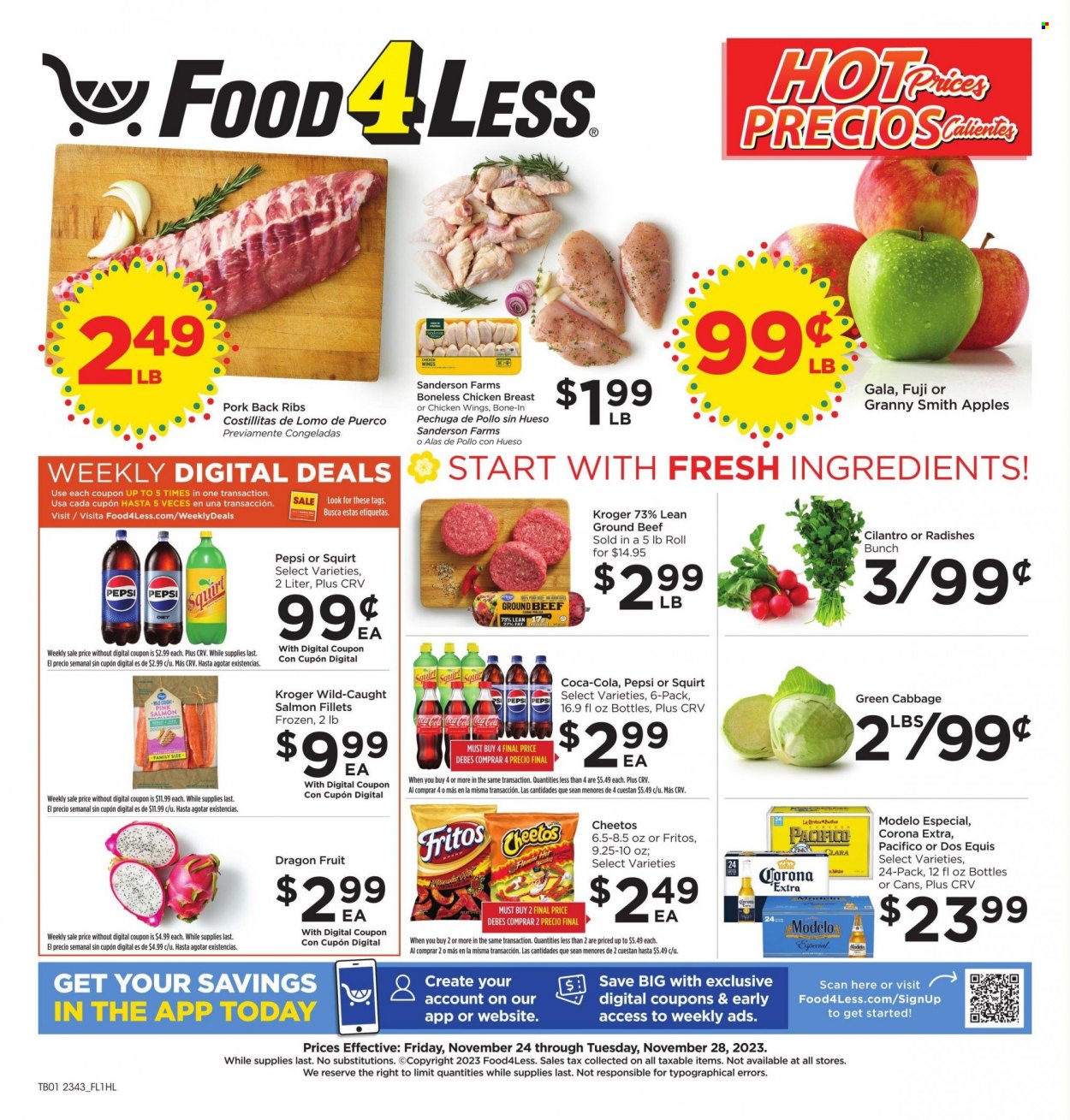 Food 4 Less ad - 11/24/2023 - 11/28/2023. Page 1