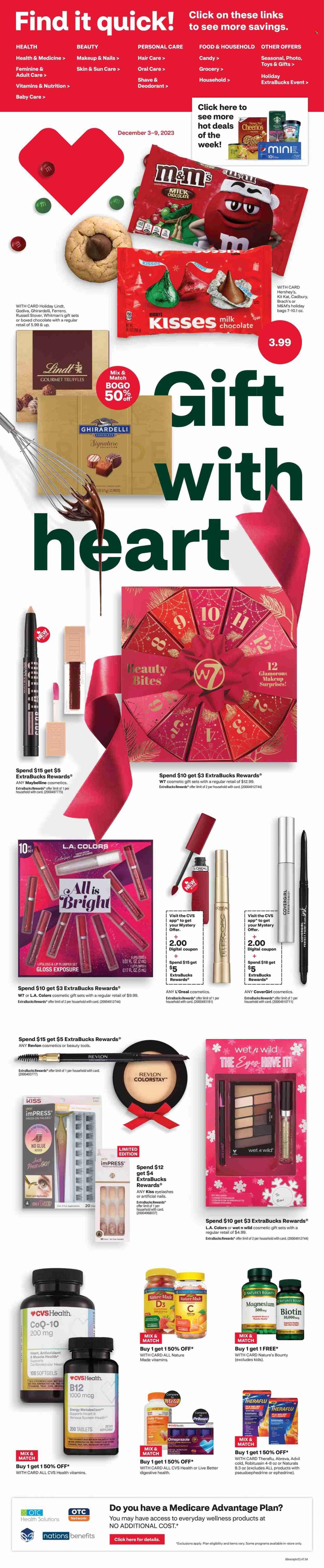 CVS Pharmacy ad - 12/03/2023 - 12/09/2023. Page 1