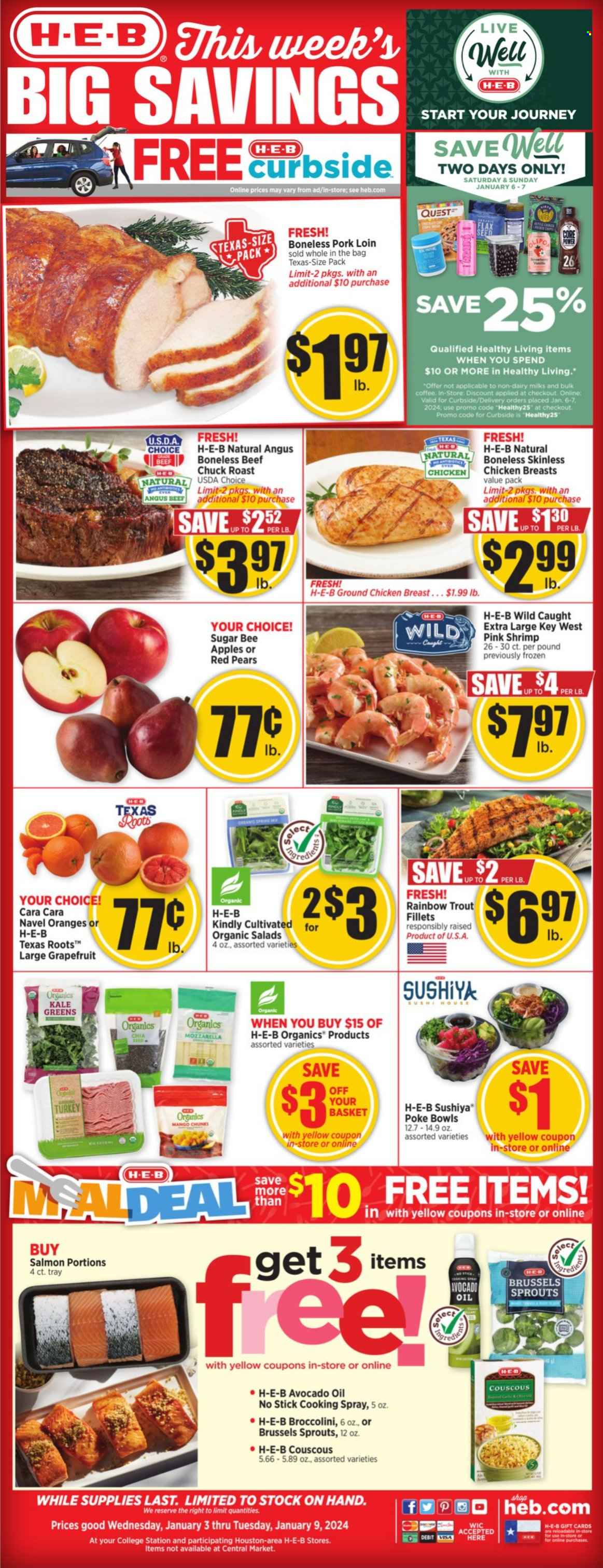 H-E-B ad - 01/03/2024 - 01/09/2024. Page 1