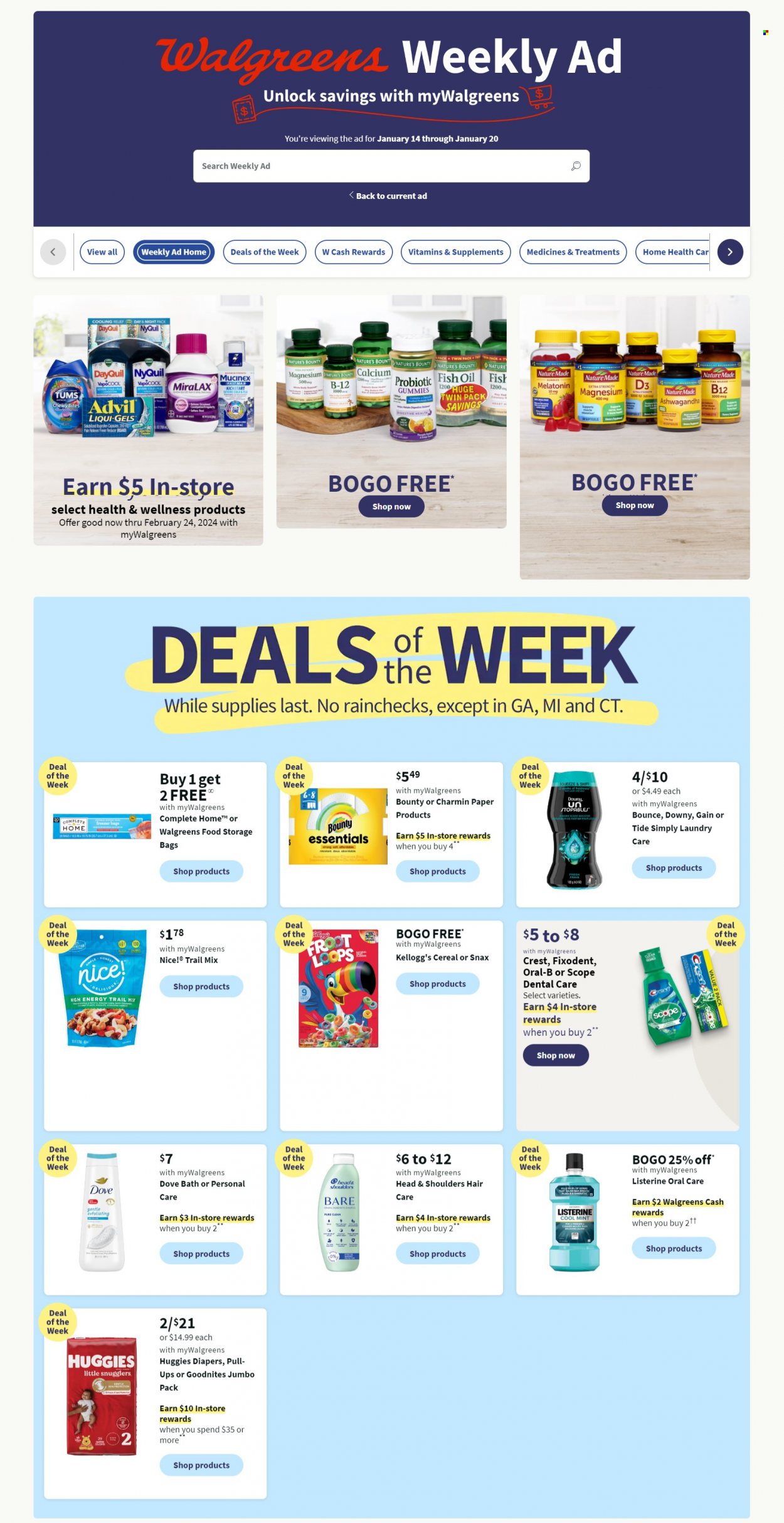 Walgreens ad - 01/14/2024 - 01/20/2024. Page 1
