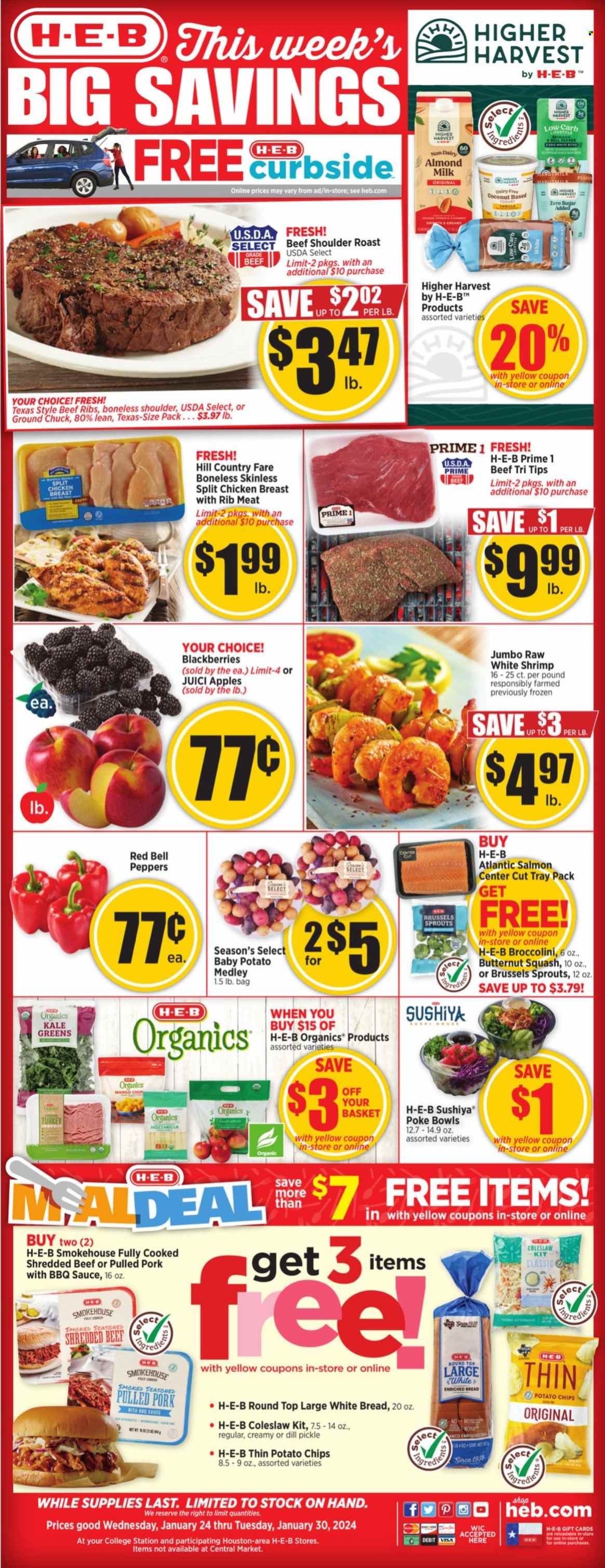 H-E-B ad - 01/24/2024 - 01/30/2024. Page 1