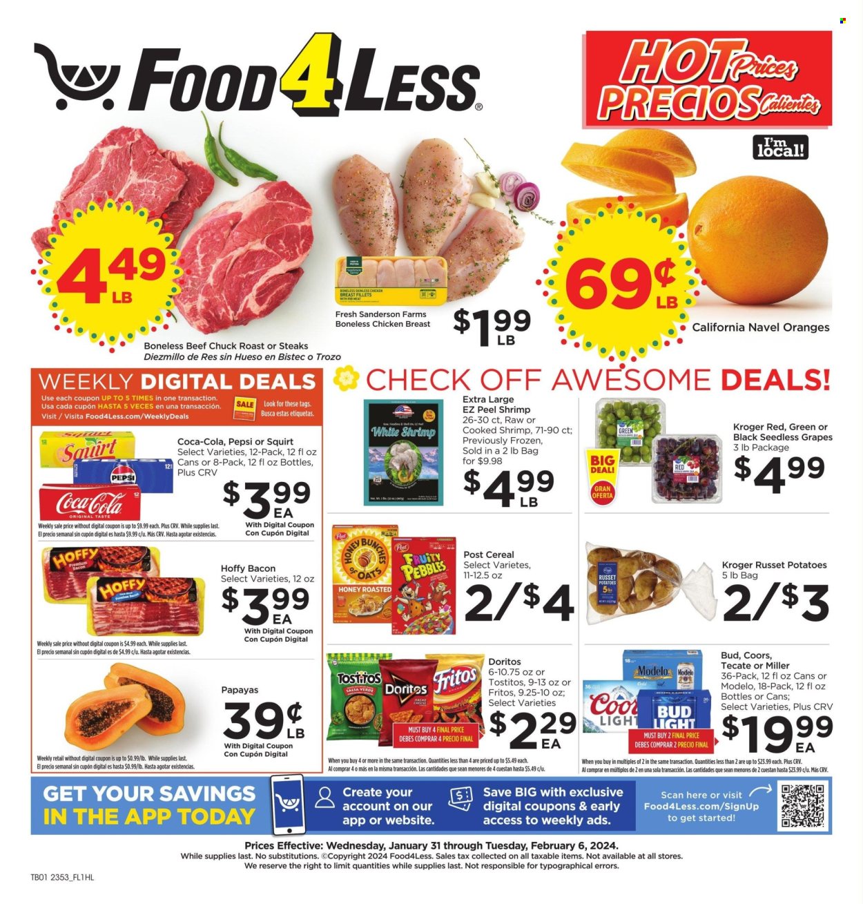 Food 4 Less ad - 01/31/2024 - 02/06/2024. Page 1