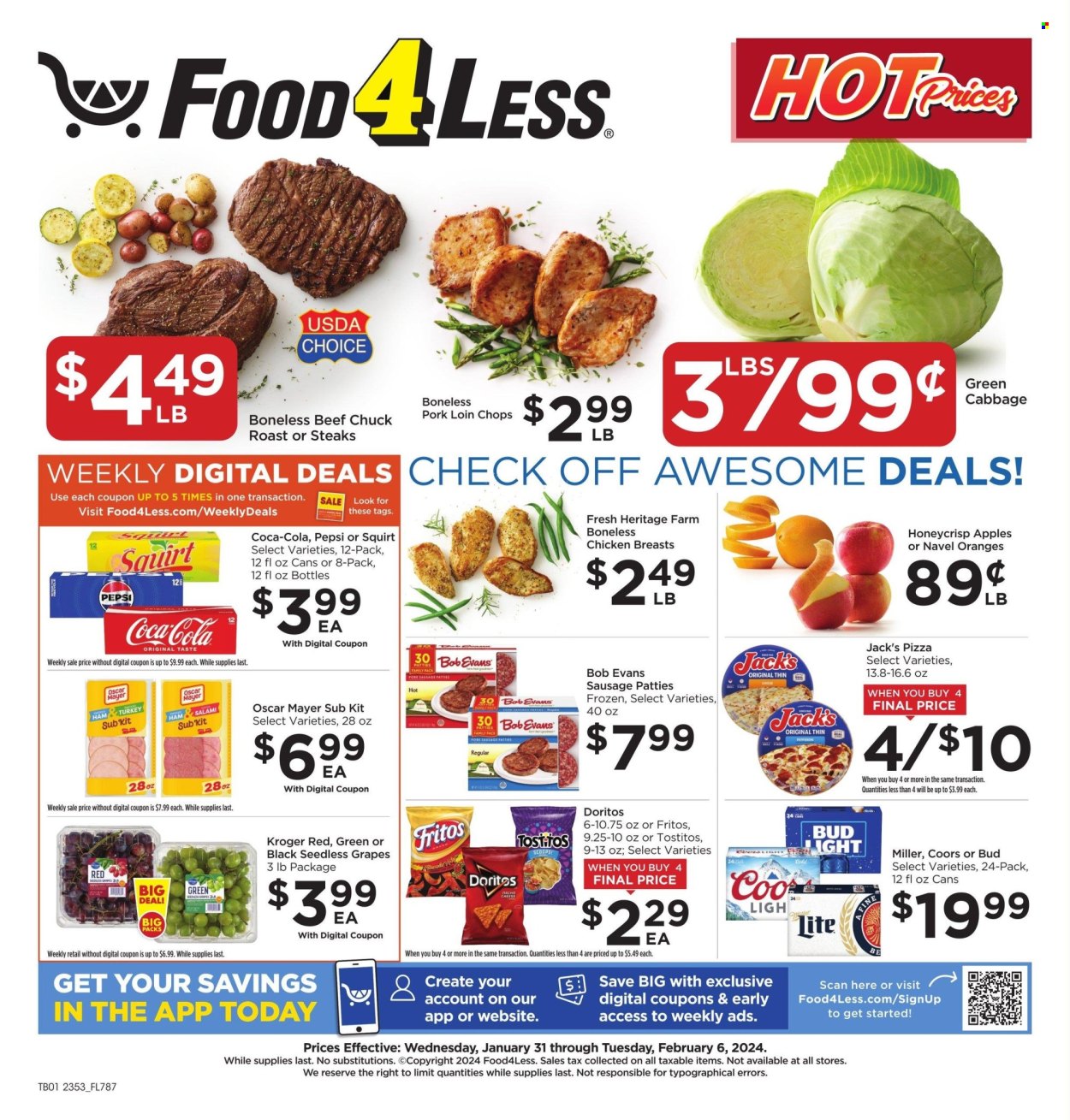 Food 4 Less ad - 01/31/2024 - 02/06/2024. Page 1